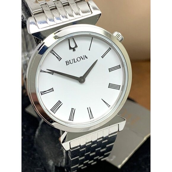 Bulova Women\'s Watch 96L275 Roman Numeral White Dial Silver Steel Quartz…